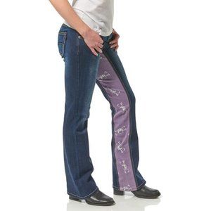 Gravitate Premium Motorcycle Jeans With Purple Skull Comfort Panel Sz 16